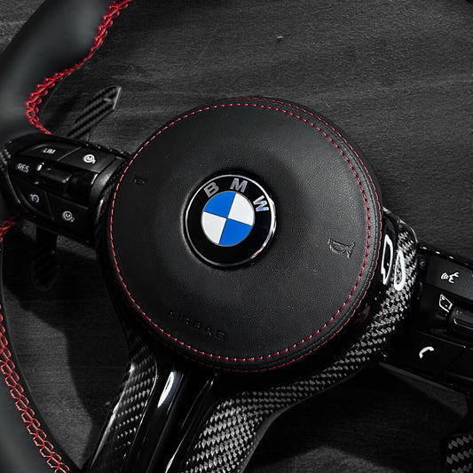 BMW F-Serie Ratt - Nappaskinn m/ Carbon Deksel & Skinn Airbag