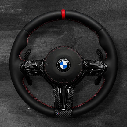 BMW F-Serie Ratt - Nappaskinn m/ Carbon Deksel & Skinn Airbag