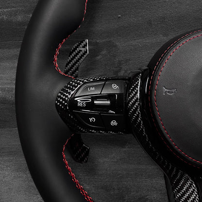 BMW F-Serie Ratt - Nappaskinn m/ Carbon Deksel & Skinn Airbag