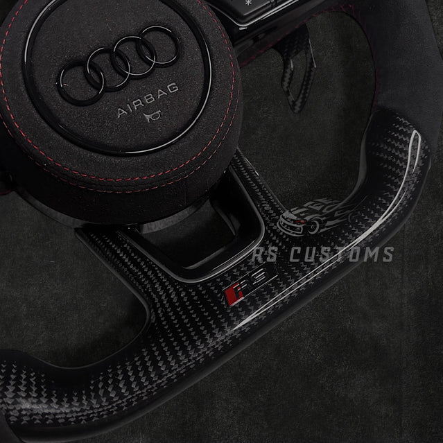 Audi RS B9 Carbon/Alcantara ratt m/ Rød Detaljer