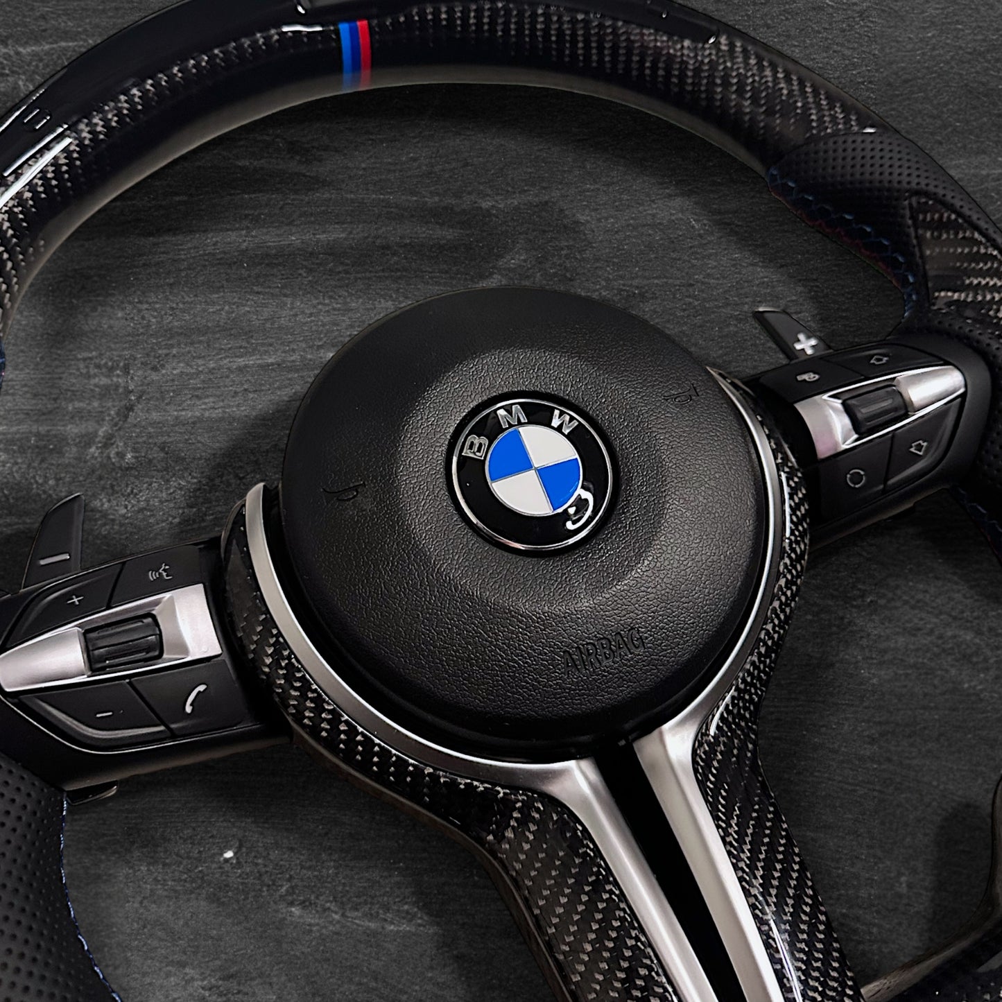 BMW F-Series Steering Wheel - Carbon & Leather w/ LED Display