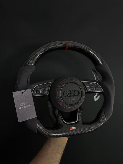 Audi RS B9 Carbon/Alcantara ratt m/ Rød Detaljer