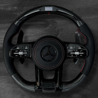Mercedes AMG Ratt - Carbon & Perforert Skinn m/ LED Display