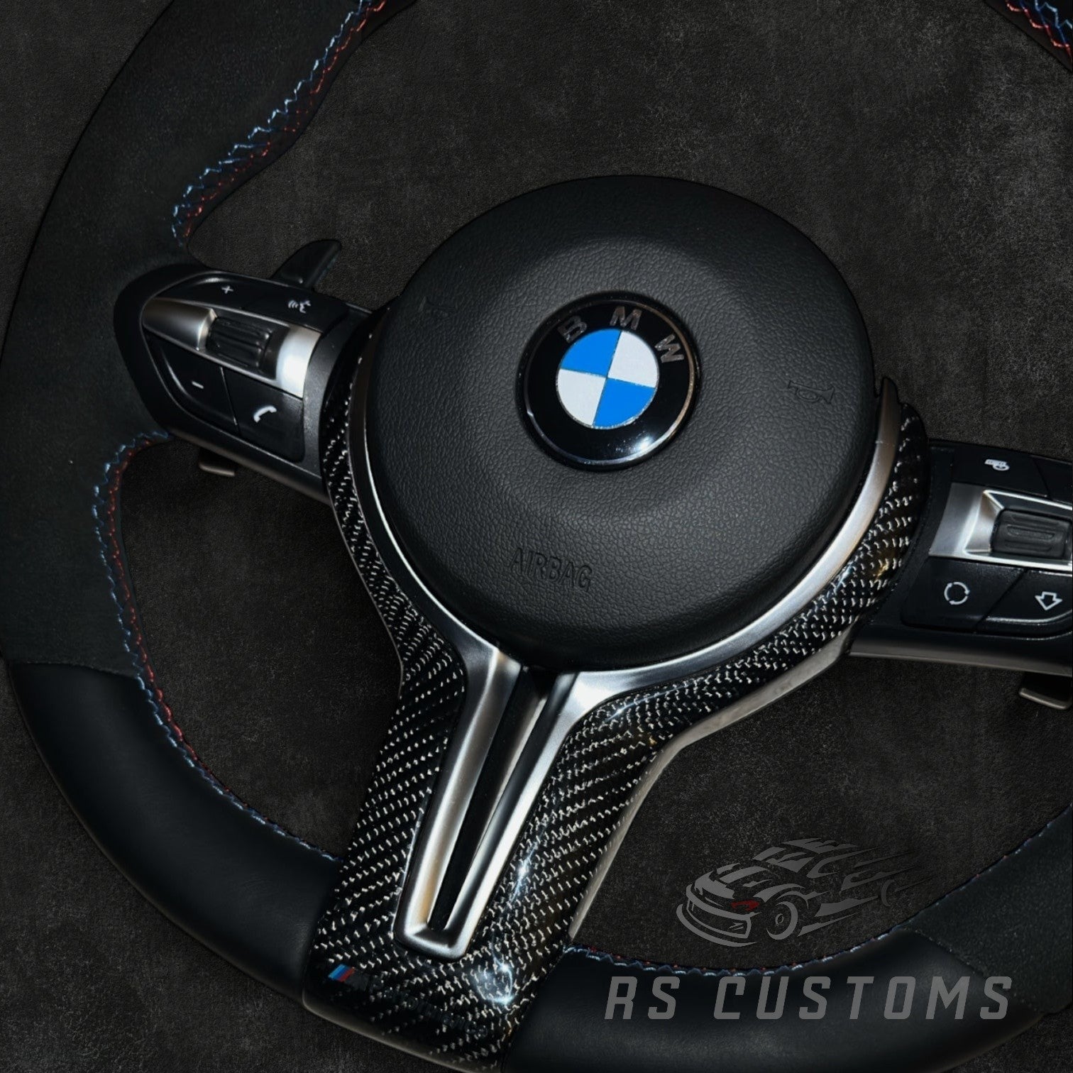 BMW F-Serie Skinn & Alcantara Ratt med Carbon Deksel