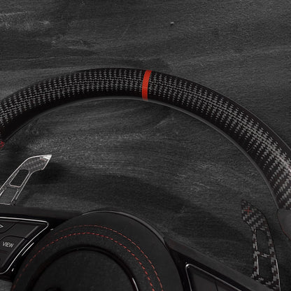 Audi RS B9 Carbon/Alcantara ratt m/ Rød Detaljer