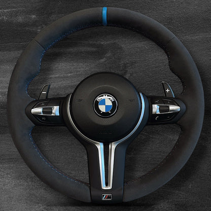 BMW F-Serie Alcantara Ratt m/ Blå Stripe & M-Sømmer