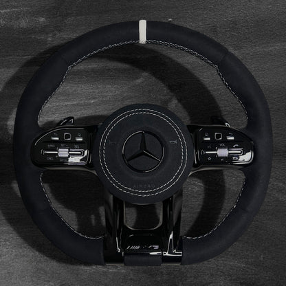 Mercedes-Benz AMG Steering Wheel - Full Leather w/ All-Black Look &amp; Leather Airbag