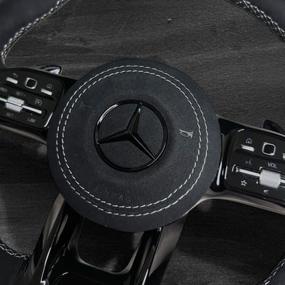 Mercedes-Benz AMG Steering Wheel - Full Leather w/ All-Black Look &amp; Leather Airbag