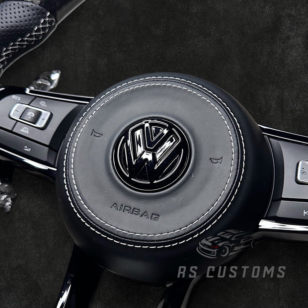 Volkswagen R-Model Custom Steering Wheel – Forged Carbon Fiber w/ flakes & Perforated Leather