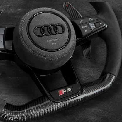 Audi R8 Carbon/Alcantara Ratt m/ RPM Skjerm & Sorte Detaljer