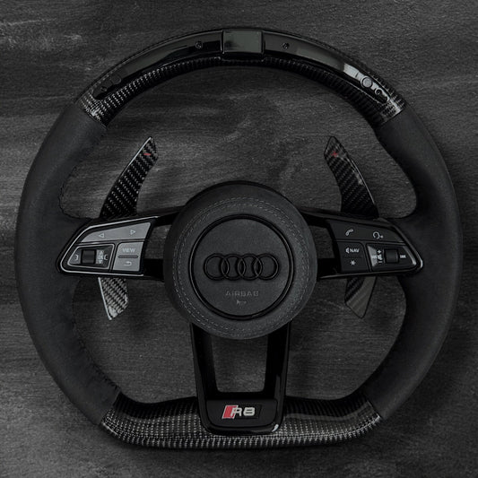 Audi R8 Carbon/Alcantara Ratt m/ RPM Skjerm & Sorte Detaljer