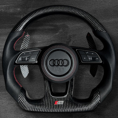 Audi RS B9 Carbon/Skinn ratt m/ Rød Detaljer