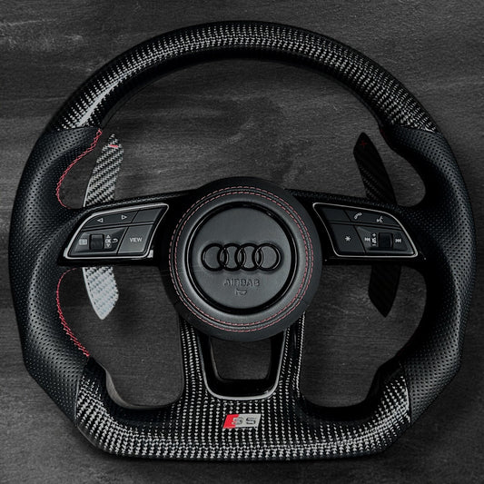 Audi RS B9 Carbon/Skinn ratt m/ Rød Detaljer
