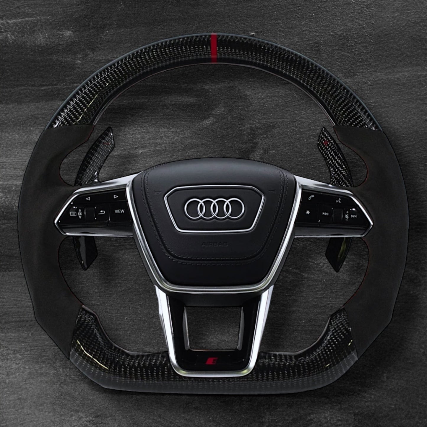 Audi RS C8 Carbon/Alcantara Ratt m/ Rød Detaljer