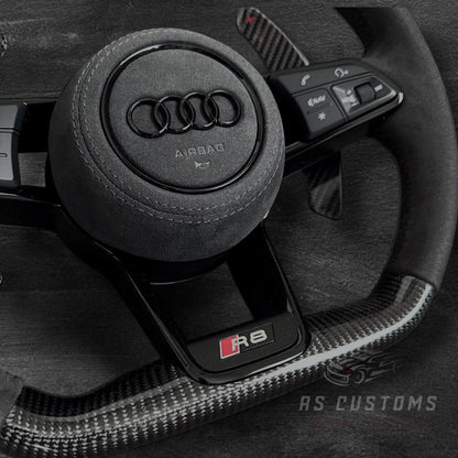 Audi R8 Carbon/Alcantara Ratt m/ RPM Skjerm & Sorte Detaljer