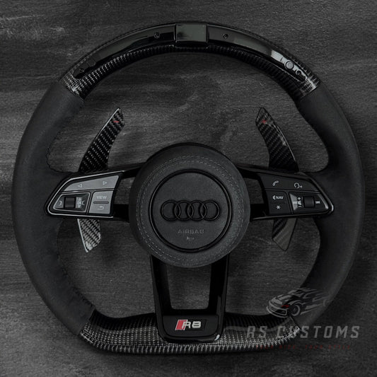 Audi R8 Carbon/Alcantara Ratt m/ RPM Skjerm & Sorte Detaljer