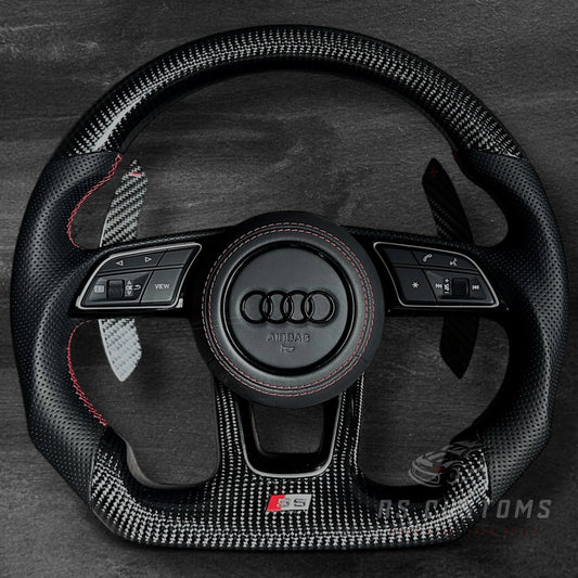 Audi RS B9 Carbon/Skinn ratt m/ Rød Detaljer