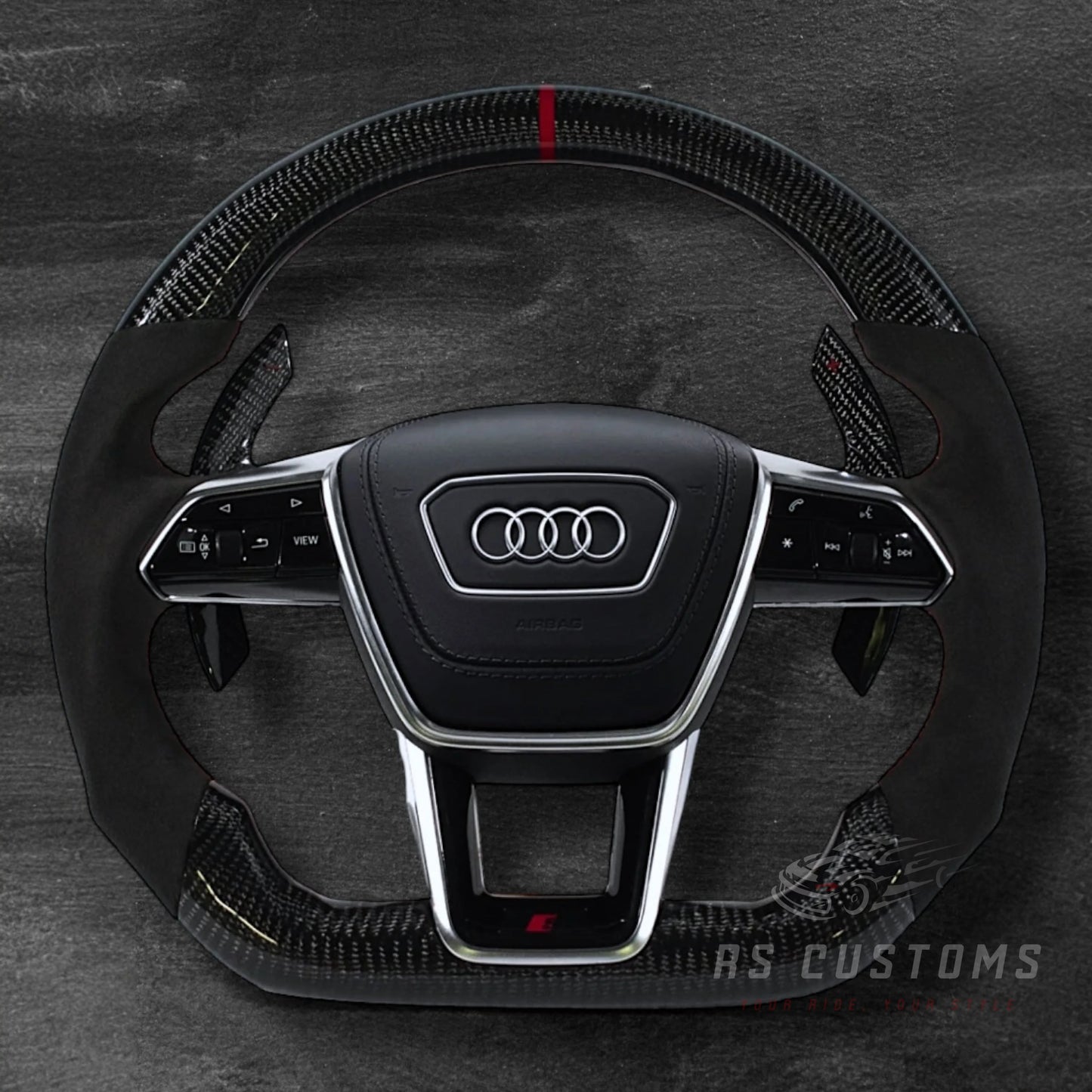 Audi RS C8 Carbon/Alcantara Ratt m/ Rød Detaljer