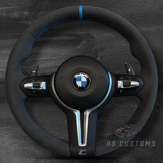 BMW F-Serie Alcantara Ratt m/ Blå Stripe & M-Sømmer