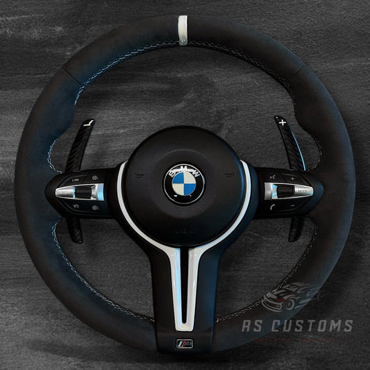 BMW F-Serie Alcantara Ratt m/ Hvite Detaljer