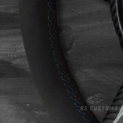 BMW F-Serie CS-Style Alcantara Ratt m/ Rød CS Stripe Karbon Deksel og M-Sømmer
