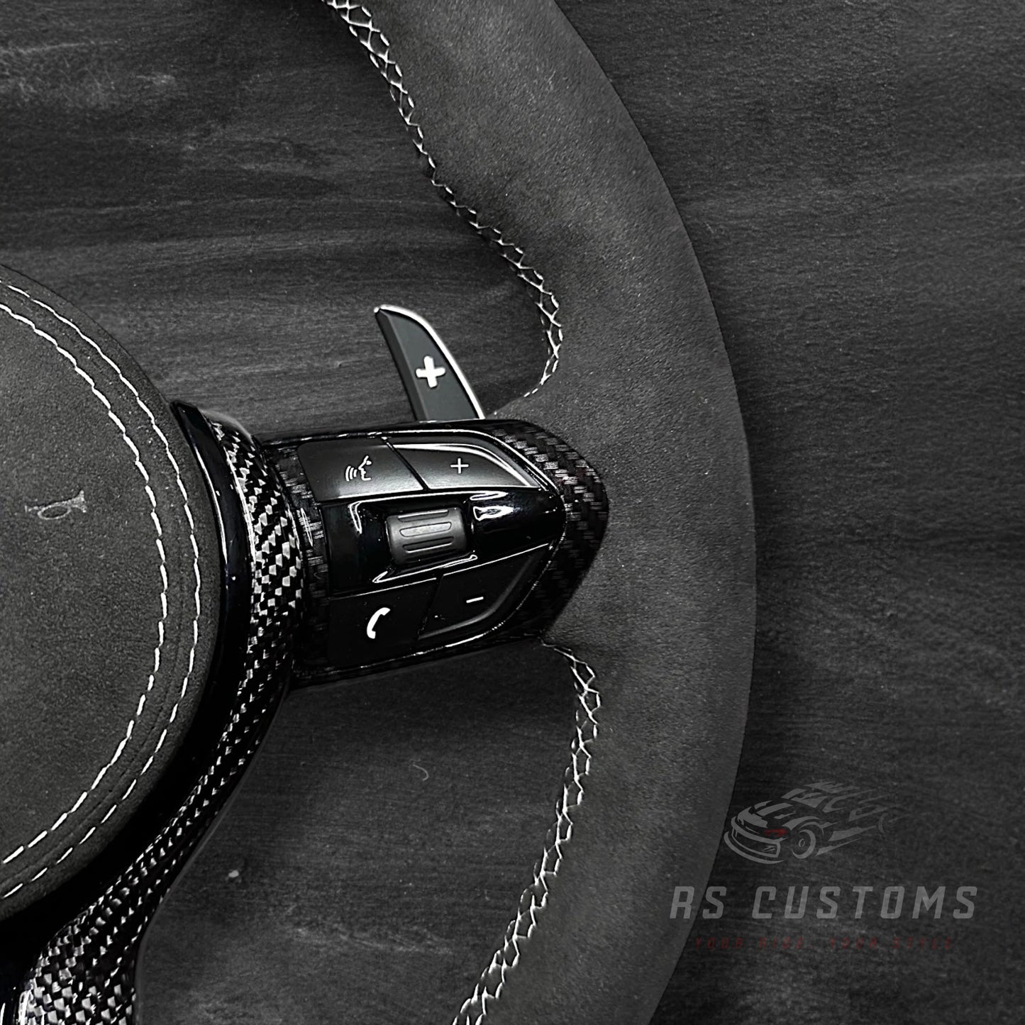 BMW F-Serie Ratt - Alcantara m/ Carbon Deksel & Alcantara Airbag