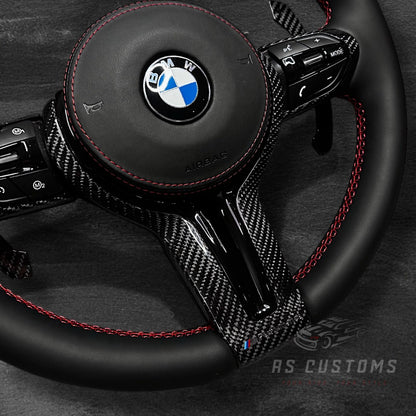 BMW F-Serie Ratt - Nappaskinn m/ Carbon Deksel & Skinn Airbag