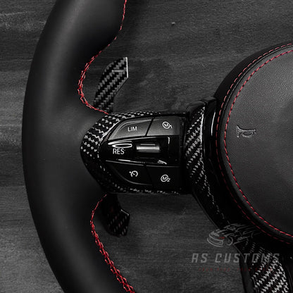 BMW F-Serie Ratt - Nappaskinn m/ Carbon Deksel & Skinn Airbag