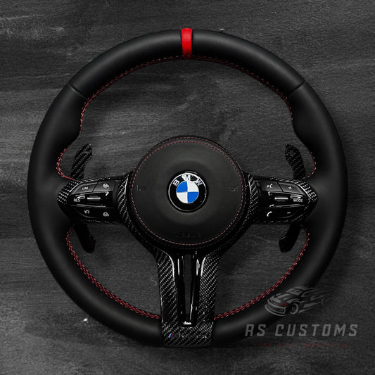 BMW F-Serie Ratt - Nappaskinn m/ Carbon Deksel & Skinn Airbag