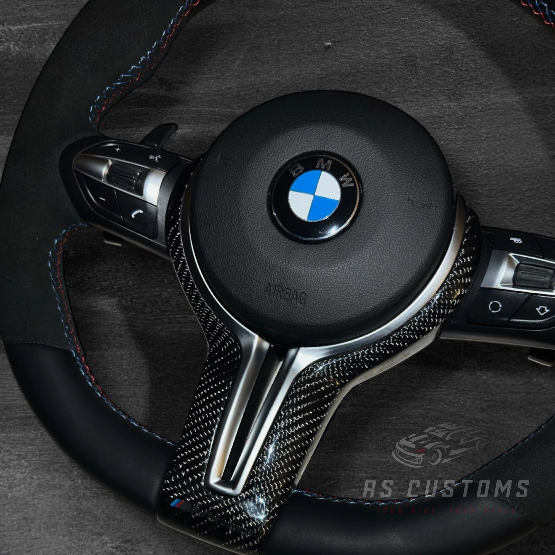 BMW F-Serie Skinn & Alcantara Ratt med Carbon Deksel