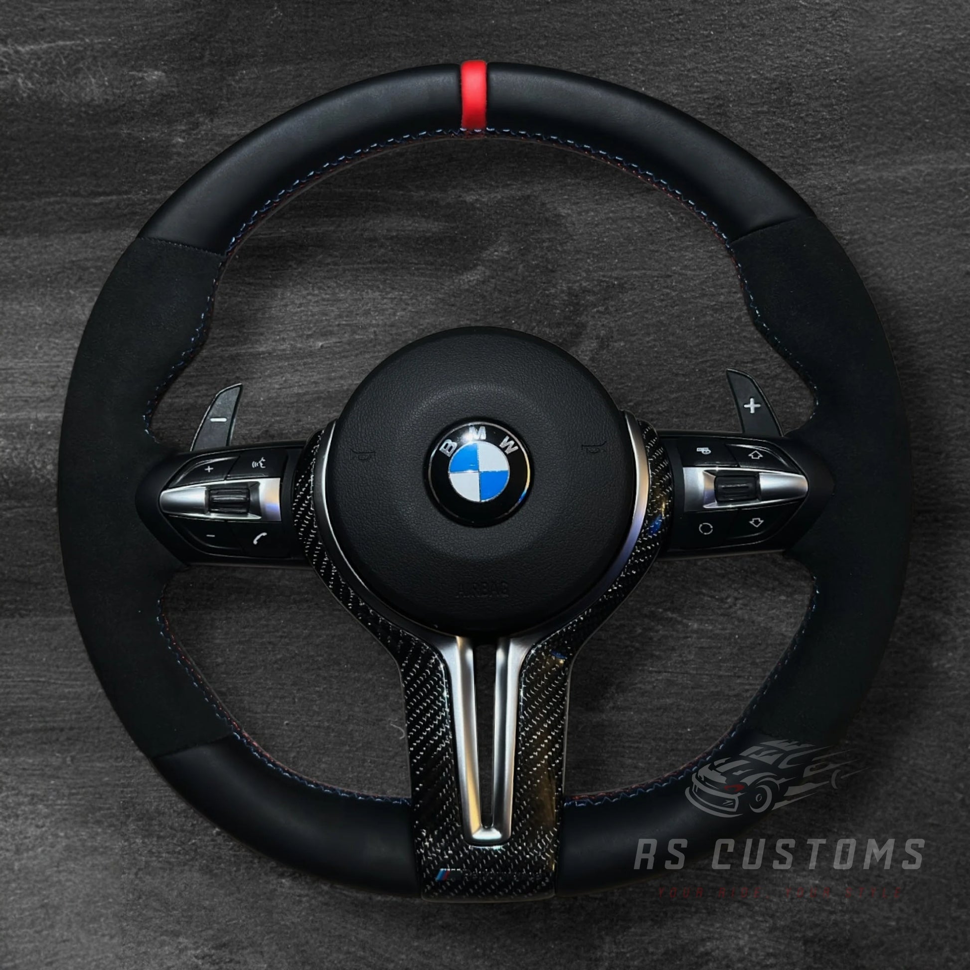 BMW F-Serie Skinn & Alcantara Ratt med Carbon Deksel
