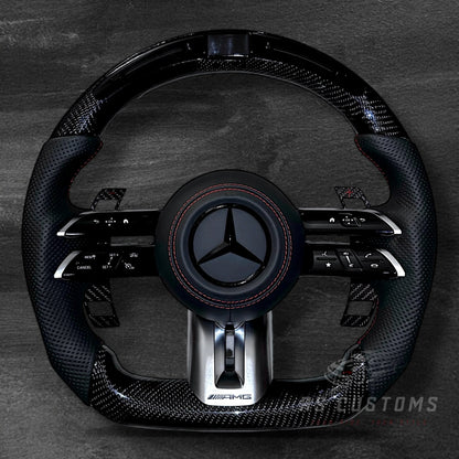 Mercedes AMG Dragonfly Ratt - Carbon & Perforert Skinn m/ LED Skjerm