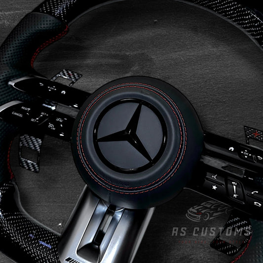 Mercedes AMG Dragonfly Ratt - Carbon & Perforert Skinn m/ LED Skjerm