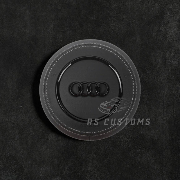 RS Customs Audi custom airbag cover for A3, A4, A5, A6, RS3, RS6, TT, R8 and other 2010–2019 Audi models with leather, Alcantara and custom stitching options.