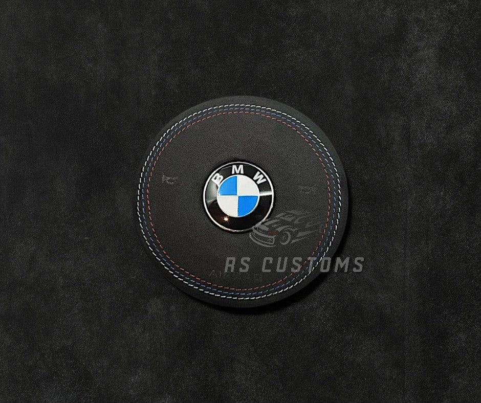 RS Customs BMW F-Series custom airbag cover for F20, F30, F32, F80, F82, F15 and other BMW F-Series models with leather, Alcantara and custom stitching options.