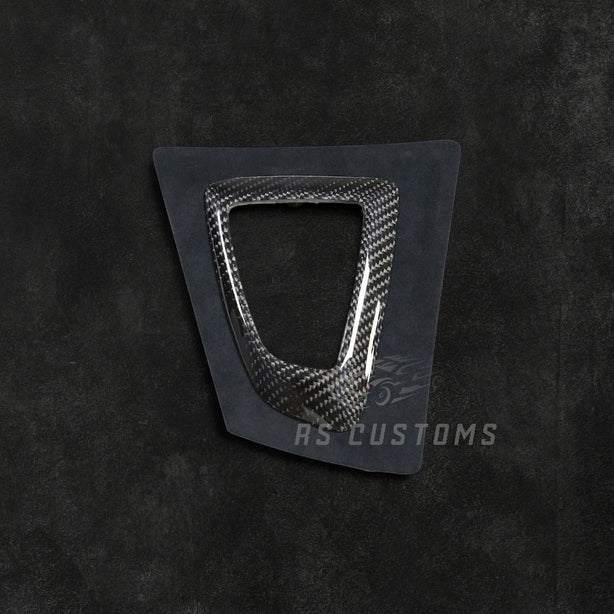 RS Customs BMW F20 F22 F23 F30 F32 F33 F36 carbon fiber gearbox surround trim replacement for LHD models, featuring genuine carbon fiber construction and OEM-style fitment.