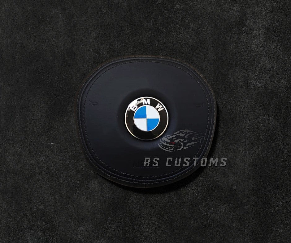 RS Customs BMW G-Series custom airbag cover for G20, G80, G82, G05, G07, G90 and other BMW G-Series models with leather, Alcantara, custom stitching and carbon fiber options.