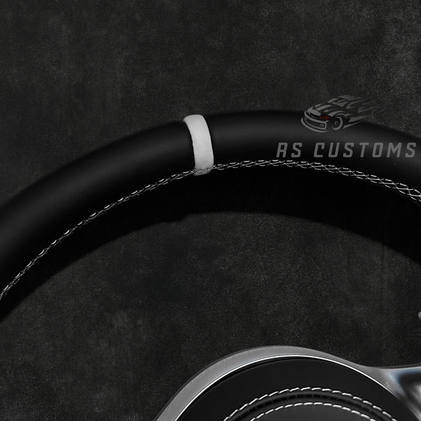 RS Customs Mercedes-Benz AMG Gen 4 custom steering wheel with full leather finish, leather airbag cover, chrome trim accents and OEM+ design for Mercedes-Benz models from 2012+.
