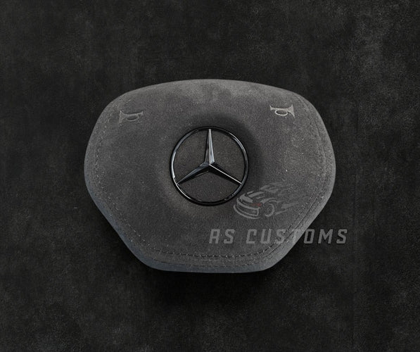 RS Customs Mercedes-Benz custom airbag cover for W204, W212, W221, W166, X166 and other 2011–2015 Mercedes-Benz models with leather, Alcantara and custom stitching options.