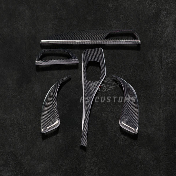 RS CUSTOMS Carbon fiber interior trim kit for BMW 1-Series F20/F21/F22 LHD 2012-2017. Gloss finish.