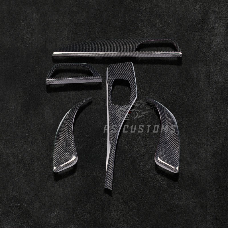 RS CUSTOMS Carbon fiber interior trim kit for BMW 1-Series F20/F21/F22 LHD 2012-2017. Gloss finish.