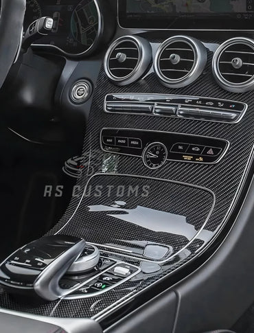 RS CUSTOMS Carbon Fiber Dashboard Trim Replacement for Mercedes-Benz W205 C-Class & AMG LHD. Gloss finish.