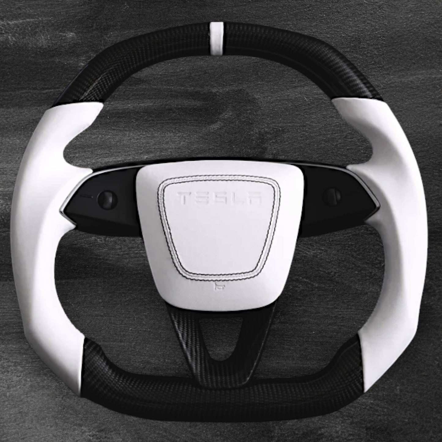 Tesla Model 3 / Y 2024+ - Matt Carbon & Hvit Skinn Ratt