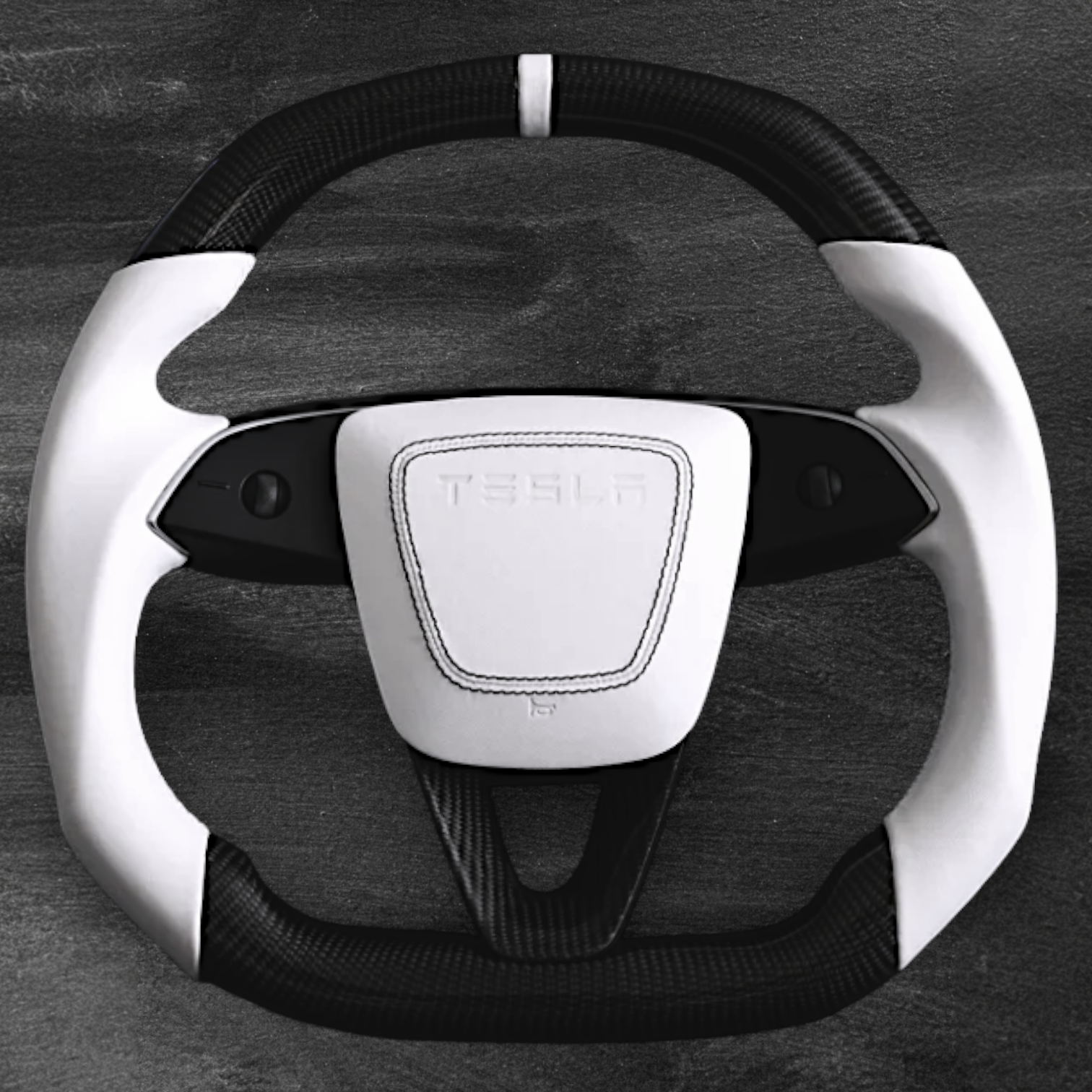 Tesla Model 3 / Y 2024+ - Matt Carbon & Hvit Skinn Ratt